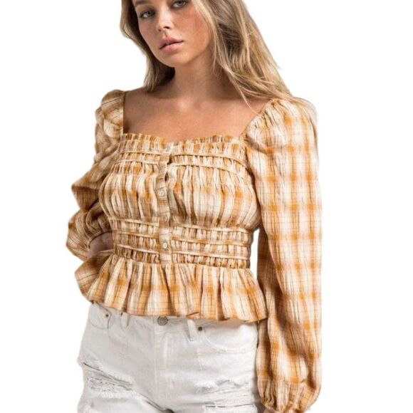 A beautiful Soul (arula) smocked puffy sleeve top - Picture 1 of 9